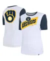 New Era Women's  White Milwaukee Brewers Colorblock T-shirt In White