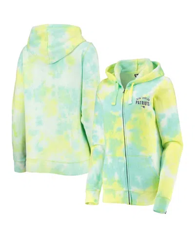 New Era Women's  White New England Patriots Ice-dye Full-zip Hoodie