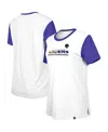 New Era Women's White/purple Minnesota Vikings Third Down Color Block T-shirt In White,purple
