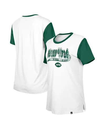 New Era Women's New York Jets 3rd Down Short-sleeve Crewneck Cotton T-shirt In White,green