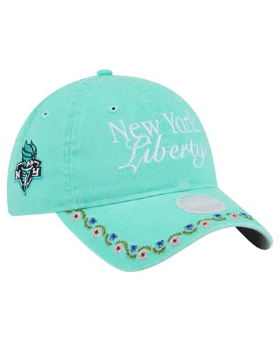 New Era Women's New York Liberty Floral Adjustable Baseball Cap In Mint