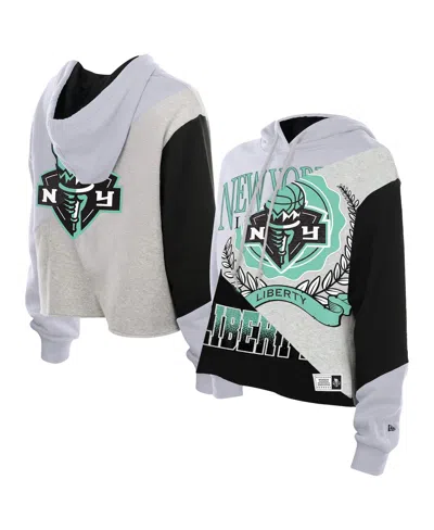 New Era Women's New York Liberty Upcycled Color Block Cropped Boxy Hoodie In Multi