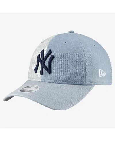 New Era Women's New York Yankees Denim Patchwork 9twenty Adjustable Hat In Blue