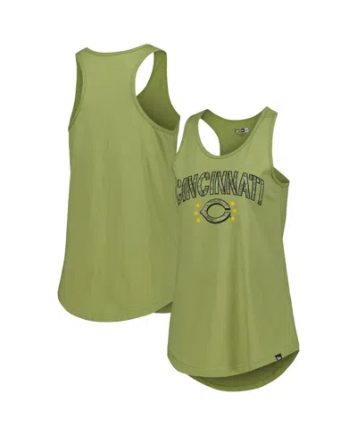 New Era Women's Olive Cincinnati Reds Armed Forces Day Tank Top