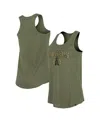 New Era Women's Olive Los Angeles Angels Armed Forces Day Tank Top In Olive