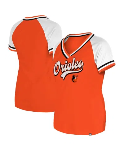 New Era Women's Orange Baltimore Orioles Gameday Raglan V-neck T-shirt