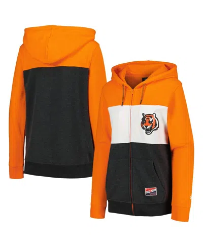 New Era Women's Orange Cincinnati Bengals Color-block Full-zip Hoodie