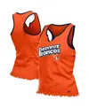 New Era Women's Orange Denver Broncos Lettuce Hem Notch Neck Tri-blend Tank Top In Orange