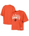 New Era Women's Orange San Francisco Giants 2025 City Connect Boxy Pinstripe T-shirt In Orange