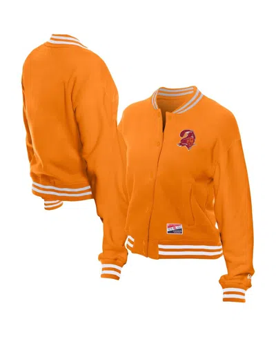 New Era Women's Orange Tampa Bay Buccaneers Throwback Fleece Full-snap Jacket