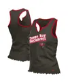 New Era Women's Pewter Tampa Bay Buccaneers Lettuce Hem Notch Neck Tri-blend Tank Top In Green