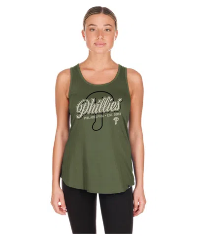New Era Women's Philadelphia Phillies 2026 Armed Forces Day Distressed Screen Print Graphics Tank Top In Green