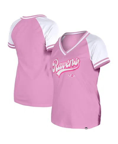 New Era Women's Pink Baltimore Ravens Mommy Me V-neck T-shirt