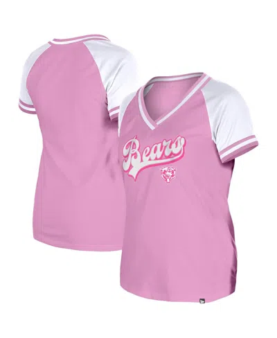 New Era Women's Pink Chicago Bears Mommy Me V-neck T-shirt