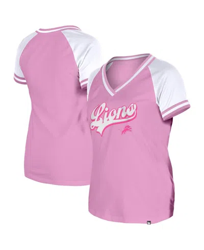 New Era Women's Pink Detroit Lions Mommy Me V-neck T-shirt