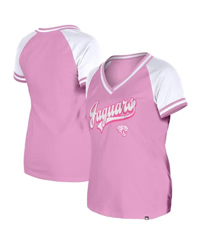 New Era Women's Pink Jacksonville Jaguars Mommy Me V-neck T-shirt