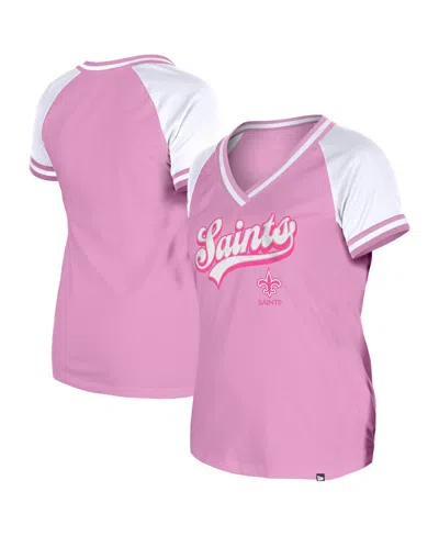 New Era Women's Pink New Orleans Saints Mommy Me V-neck T-shirt