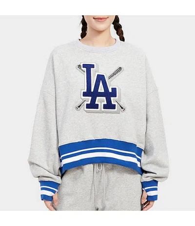 New Era Women's Pro Standard Los Angeles Dodgers Mlb Mashup Rib Fleece Crewneck Sweatshirt In White