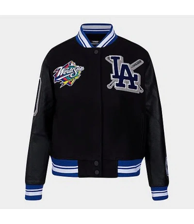 New Era Women's Pro Standard Los Angeles Dodgers Mlb Mashup Rib Wool Varsity Jacket In Black