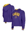 New Era Women's Purple Los Angeles Lakers Boxy Raw Edge Pullover Hoodie In Purple