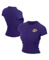 New Era Women's Purple Los Angeles Lakers Leisure Collection Baby Doll Cropped T-shirt In Purple