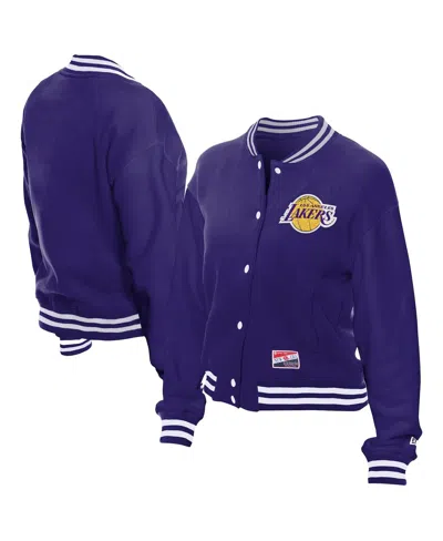 New Era Women's Purple Los Angeles Lakers Throwback Full-snap Jacket In Blue