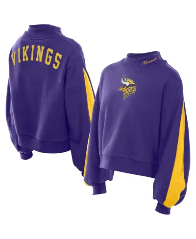 New Era Women's Purple Minnesota Vikings Sport Night Mock Neck Balloon Sleeve Pullover Sweatshirt