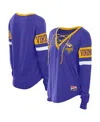New Era Women's Purple Minnesota Vikings Throwback Lace-up Long-sleeve T-shirt In Purple