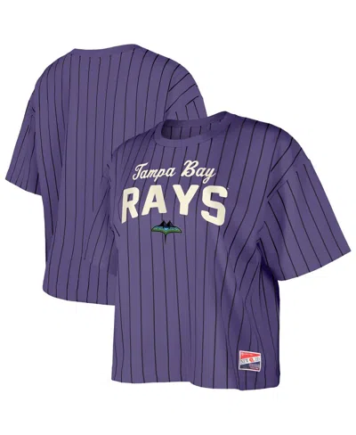 New Era Women's Purple Tampa Bay Rays City Connect Multiplier Pinstripe Cropped T-shirt