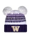 New Era Women's Purple Washington Huskies Double Pom Print Cuffed Knit Hat In Neutral