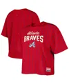 New Era Women's Red Atlanta Braves City Connect Multiplier Pinstripe Cropped T-shirt In Red