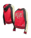 New Era Women's Red Cincinnati Reds Cooperstown Collection Cropped Raglan Pullover Hoodie In Red
