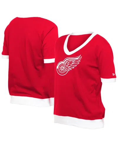 New Era Women's Red Detroit Red Wings Game Day Rhine Studs T-shirt