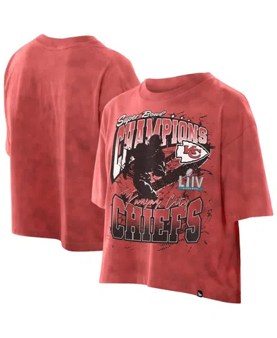 NEW ERA WOMEN'S RED KANSAS CITY CHIEFS CROPPED BOXY SPORT CLASSICS MINERAL WASH T-SHIRT