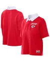 New Era Women's Red Kansas City Chiefs Throwback Boxy Cropped Polo Shirt In Red