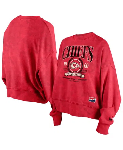 New Era Women's Red Kansas City Chiefs Throwback Boxy Sweatshirt