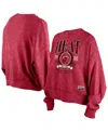 New Era Women's Red Miami Heat Hardwood Classics Enzyme Wash Oversized Boxy Pullover Sweatshirt In Red