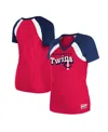 New Era Women's Red Minnesota Twins Heathered Raglan V-neck T-shirt In Orange