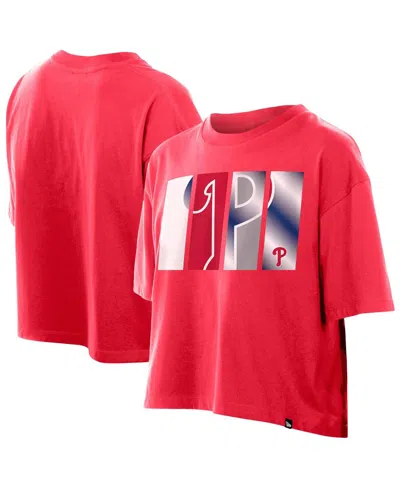 New Era Women's Red Philadelphia Phillies Boxy Foil Logo T-shirt