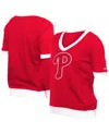 New Era Women's Red Philadelphia Phillies Game Day Rhinestone V-neck T-shirt In Red