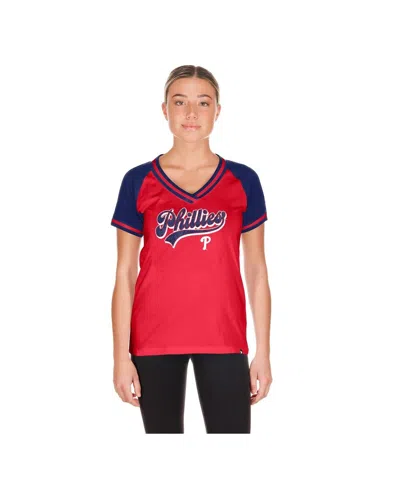 New Era Women's Red Philadelphia Phillies Gameday V-neck T-shirt