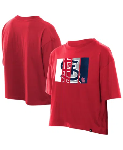 New Era Women's Red St. Louis Cardinals Boxy Foil Logo T-shirt