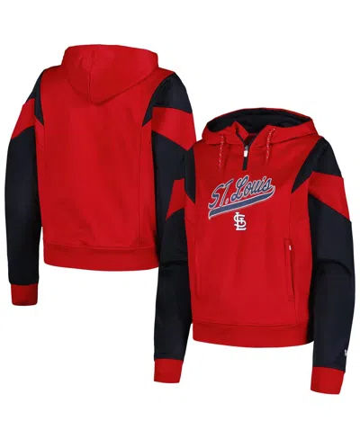 New Era Women's Red St. Louis Cardinals Color Block Fleece Quarter-zip Hoodie