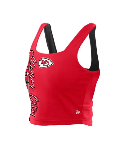 New Era Women's Red/black Kansas City Chiefs Reversible Cropped Sport Classics Tank Top