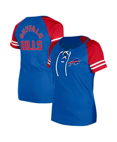 New Era Women's Royal New York Giants Lace-up Raglan T-shirt