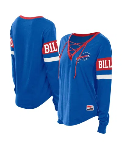 New Era Women's Royal Buffalo Bills Throwback Lace-up Long-sleeve T-shirt In Blue