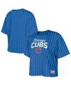 New Era Women's Royal Chicago Cubs Cooperstown Collection Multiplier Pinstripe Cropped T-shirt In Royal