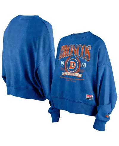 New Era Women's Royal Denver Broncos Throwback Boxy Sweatshirt