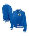 New Era Women's Royal Los Angeles Rams Throwback Fleece Full-snap Jacket In Animal Print