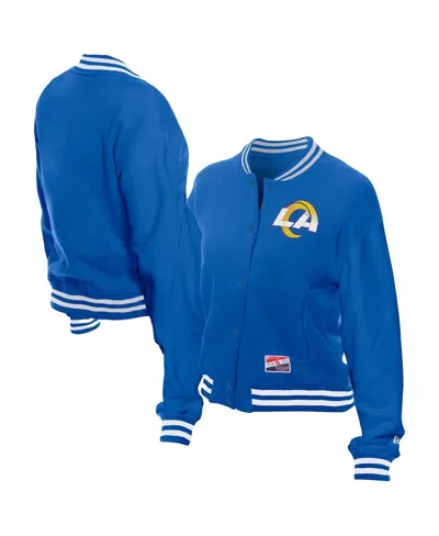 New Era Women's Royal Los Angeles Rams Throwback Fleece Full-snap Jacket In Animal Print